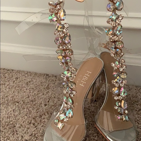 embellished clear gladiator heels